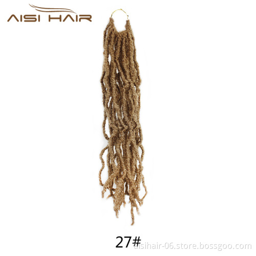 Aisi Hair Crochet Braids 18'' Most Natural Faux Locs Crochet Braid Premium Fiber Synthetic Hair African Roots Hair Extensions